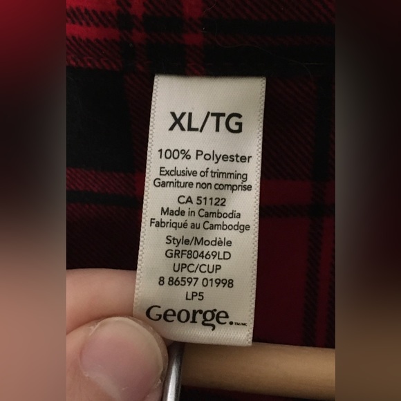 George - Red And Black Plaid Flannel Pyjama Set - Extra Large - Picture 5 of 8